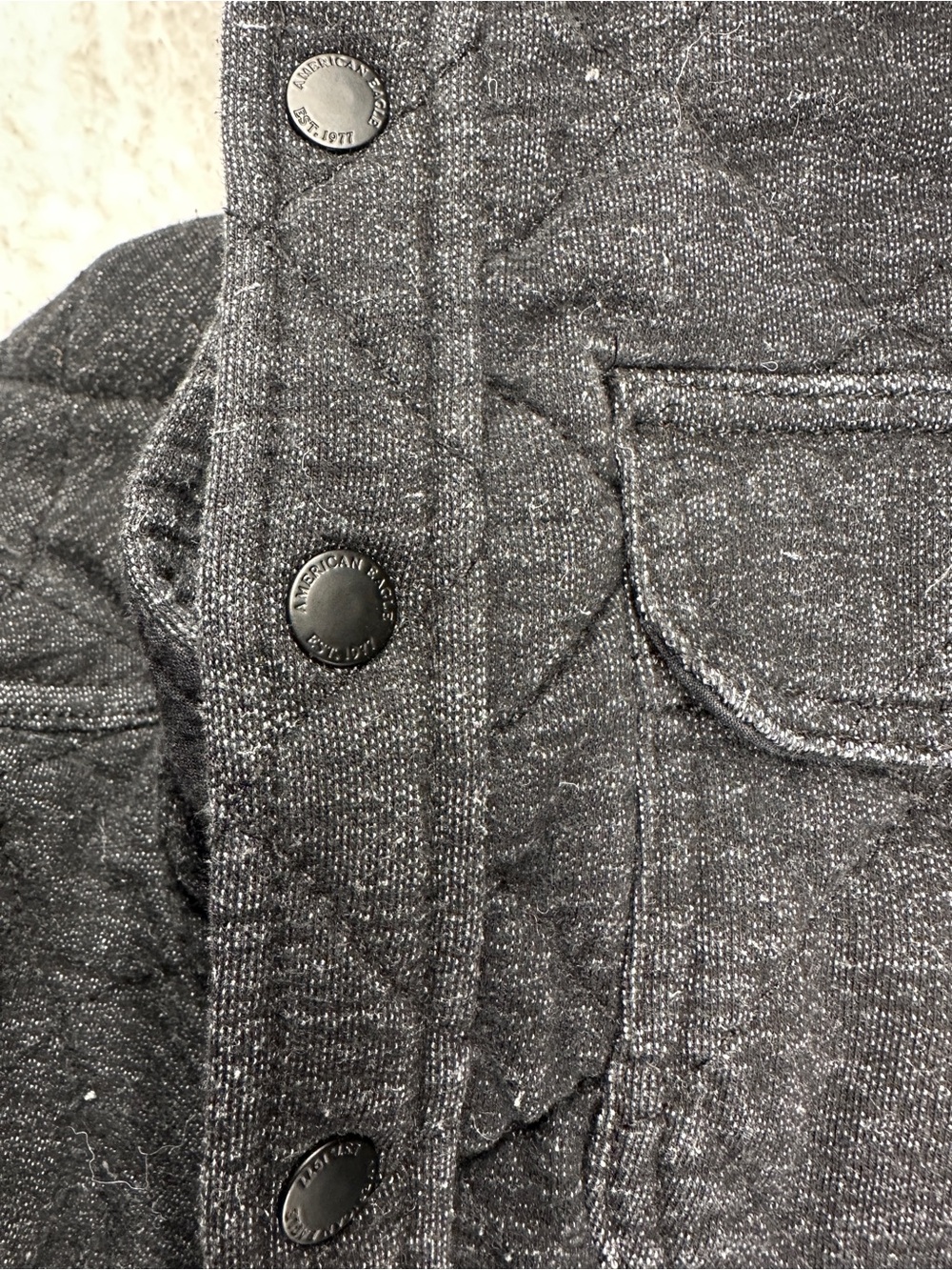 American Eagle Outfitters Black Quilted Button-Down Shirt Jacket - Picture 9 of 9